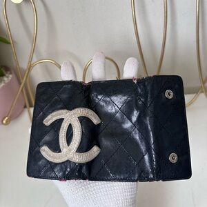 AUTHENTIC CHANEL Cambon Line Black Pink Leather 6 Ring Key Case